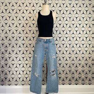 Levis 501 Button Up Ripped Jeans